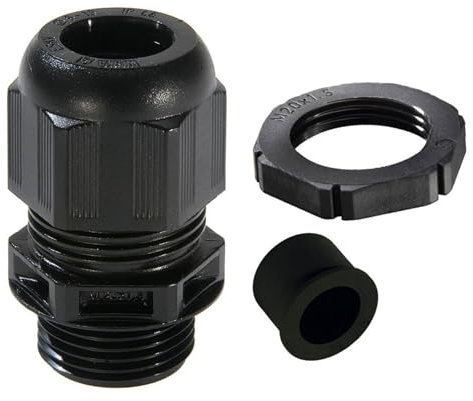 Wiska 10100636 GLP20+RDE Black M20 Sprint Cable Gland + RDE, Pack of 10, Clamping Range 4-14mm,
