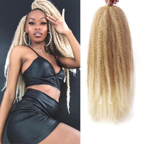 Auxemuen Marley Twist Flechten Haar Natürliches langes Haar Für Faux Locs, Vorgetrennte Afro Kinky Curly Marley Häkelgeflechte Synthetische Flechten Haarverlängerungen (27/613, 14 Inch (Pack of 3))