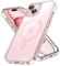 JETech Cover Magnetica per iPhone 15 6,1 Pollici Compatibile con MagSafe Ricarica Wireless, Telefono Custodia Antiurto, Retro Antigraffio Trasparente (Trasparente/Rosa)