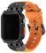 Fullmosa Bracelet Compatible avec Apple Watch 44mm/45mm robuste en silicone avec protecteurs d'écran pour homme, pour Apple Watch SE/SE 2 Series 9/8/7/6/5/4 44mm/45mm,Orange+Noir