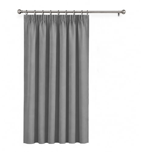 Oxford Homeware Blackout Pencil Pleat Curtains for Bedroom 66 X 84 Inch Light Grey Curtain for Living Room Privacy Protection Thermal Insulated Curtains 1 Panels with Tieback