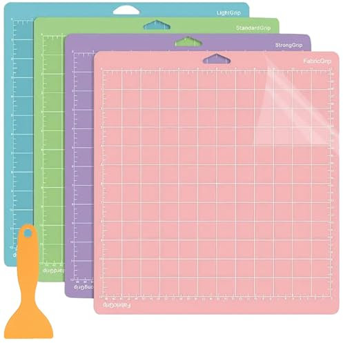 LCOUACEO Schneidematte 12 x 12 Zoll Schneidematte für Cricut Maker 3/Explore 3 /Air 2/Air One, 4 Stück 30,5x30,5CM 4 Verschiedene Griffarten, Rutschfest zum Nähen, Quilten und Kunsthandwerk