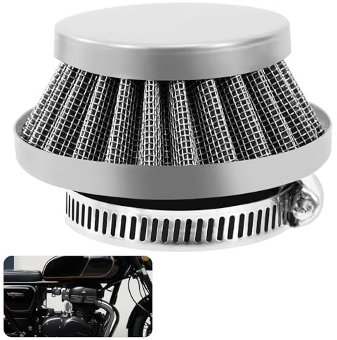 Tunejoy Filtro de Aire Moto 58mm Filtro de Admisión de Aire de Motocicleta Universal para 47cc 49cc Motocross Ciclomotor Pocket Bike Scooter Quad Plateado