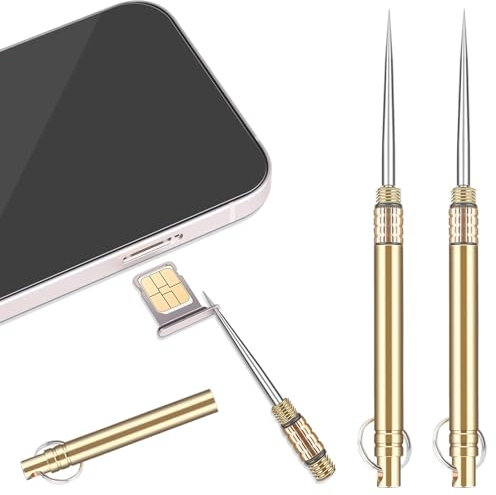 Ulawellor 2 Stück Tragbare Werkzeug zum Entfernen von SIM-Karten,Simkarten Nadel mit Schlüsselbund,Wasserdicht Zahnstocherhalter für Outdoor Reisen