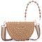 SUKUTU Semicírculo Bolso Hecho a mano para Mujeres Verano Paja Playa Bolso Crossbody Bolso Tejido con Cadena Correa