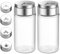 Set di shaker di sale e pepe, 4 pezzi da 120 ml di shaker di condimento in vetro trasparente con fori di versamento regolabili, di spezie con coperchio in acciaio inossidabile per cucina, picn