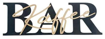 Kaffee-BAR Schild mit 3D-Schriftzug aus Holz (60cm) Schwarz