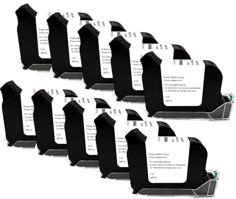 REwNXA Kompatible 12,7 mm Tinte Kompatibel mit Handheld Online -Tintenstrahldrucker Lösungsmittel Tintenpatronen schnell trocken Schwarz erhältlich in 1 3 5 oder 10 Packs Büroversorgungen(10PCS)