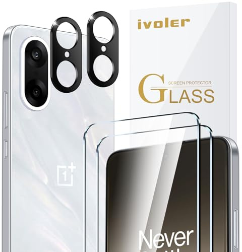 ivoler Pack de 2 Film de Protection d’écran en Verre Trempé pour Oneplus Nord CE 5 5G, avec 2 Pièces Caméra Arrière Protecteur, Dureté 9H Glass, Anti Rayures, Sans Bulles