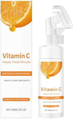 Vitamin C Foaming Face Cleanser, Deeply Cleansing, Moisturizing & Brightening, Smoothing, Gentle Exfoliates, Even Skin Tone, With Softer Foaming Brush, Oil Controlling, Removing Makeup (1pcs)