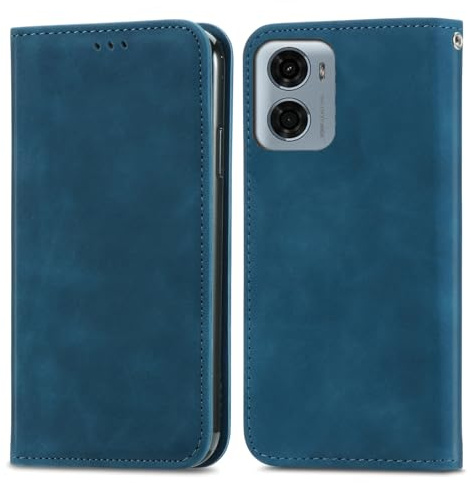 Knoowcase for Motorola MOTO G06 Case Shockproof Motorola G06 Power Phone Case PU Leather Magnetic Shell Wallet Bumper Full Protective Anti-Drop Kickstand Skin Cover, Blue