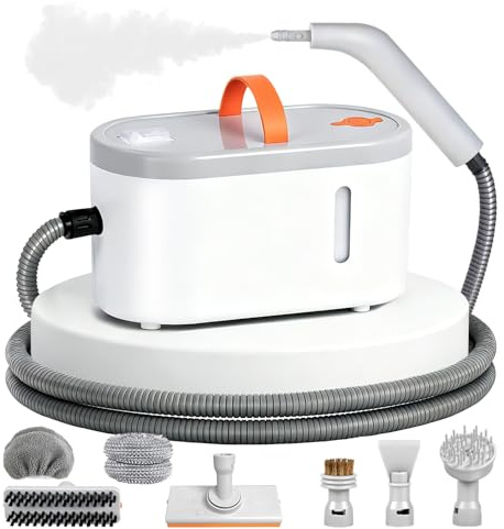 Nettoyeur vapeur pour la maison – Défroisseur vapeur portable pour nettoyage avec chauffage de 15 secondes, réservoir de 0,78 l, 9 accessoires – graisse propre, roues automobiles et garnitures