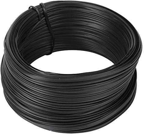 Fascetta in filo di ferro zincato piatto nero fai da te per giardinaggio artigianale, resistente, flessibile, da 0,55 mm, rotolo da 100 metri.