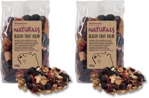 Rosewood Naturals Healthy Fruit Salad, Small Animal Treats for Rabbits, Guinea Pigs, Chinchillas, Hamsters, Gerbils, Mice and Rats, 125g (Pack of 2)
