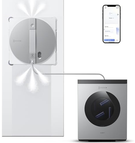ECOVACS WINBOT W3 Omni Robot Window Cleaner with Auto Pad Washing & Multi-Functional Station, 8000Pa Suction, Intelligent Cleaning with Triple Nozzle Water Sprayer, 12-Level Protection