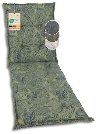 GO-DE Textil Bequeme und attraktive Polsterauflagen für Gartenliegen (Einzelset, Blattmotiv groß grün, Liegenauflage)