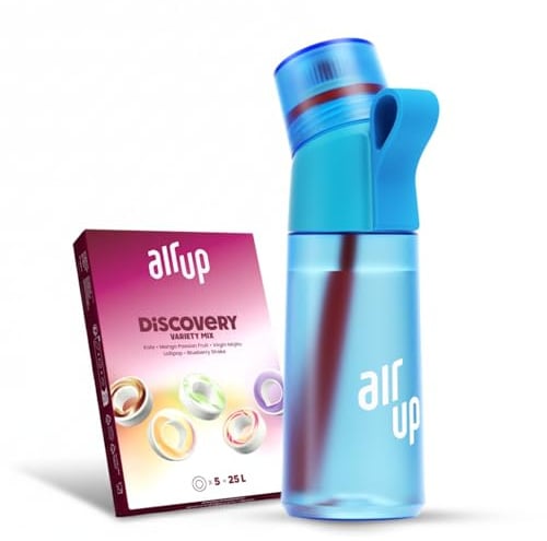 AIR UP Borraccia Twist Pro Blue Pulse Starter Set originale 600ml, con pods in 5 sapori