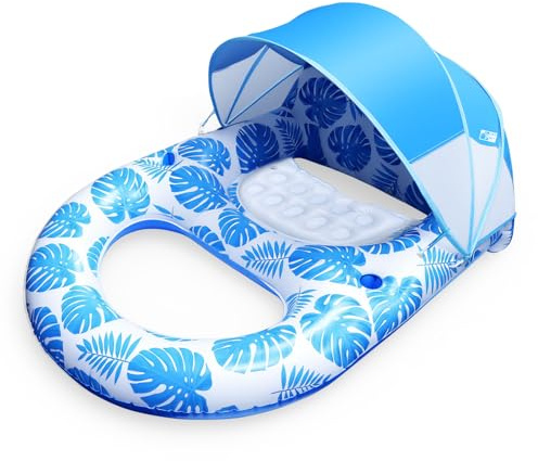 Aischens Pool Liegefloat mit Sonnendach UPF50+ 140x110CM extra große