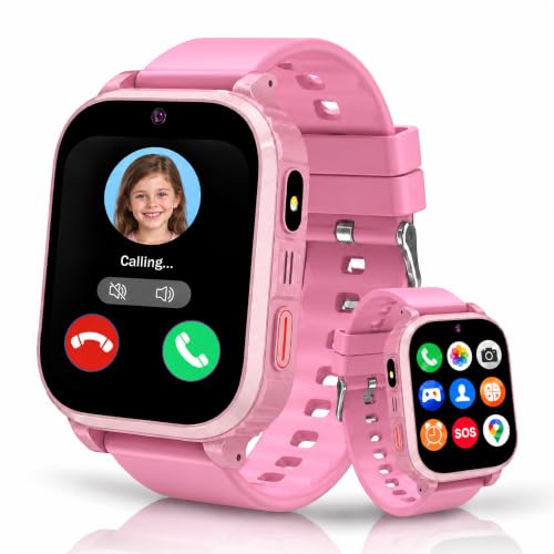4G Smartwatch Kinder mit GPS und Telefon, Kinder Smartwatch Kinderuhr mit Anruffunktion Videoanrufe Telefonuhr Schulmodus IP68 Wasserdicht SOS Chat Spiel Wecker Geschenk für Jungen Mädchen Student