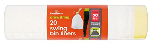 Morrisons Drawstring Swing Bin 20 Liners, 50L, White