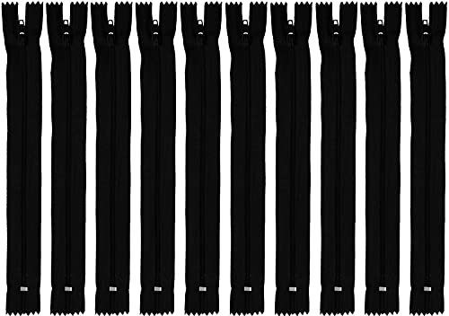 Faden & Nadel Filo e ago 10 Nylon – Cerniere in Nero, Non divisibile, ciascuno Lungo 22 cm.