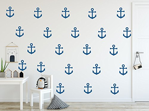 timalo® - Wandtattoo 25 Stück kleine Anker enzianblau 73069-5x4cm - über 30 weitere Farben zur Auswahl