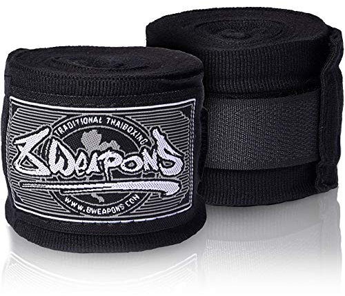 8 Weapons Boxbandagen, halbelastisch, 5 m, schwarz
