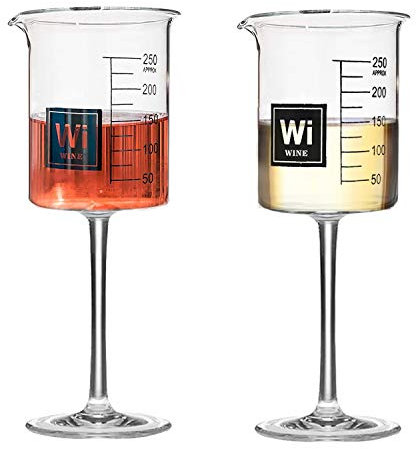Drink Periodically Set of 2 Laboratory Beakers Wine Glasses-Clear Glass- 8ounces