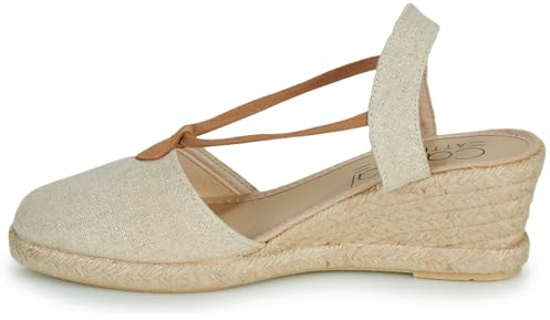 casual attitude Ipop Stoffpantoletten/Espandrillos Damen Goldfarben - 37 - Leinen-Pantoletten Mit Gefloch Shoes