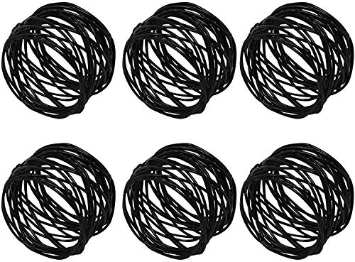 Kaizen Casa Handmade Decorations Black Napkin Rings Set of 6 Metal Mesh for Weddings Dinner Parties