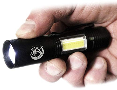 New Night Owl 'NOVA' Q5 & COB *Ultra Bright* LED Mini Pocket Zoomable Torch - Black