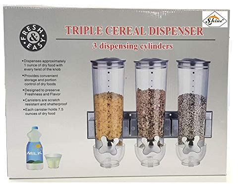 3 in 1 Dry Food Triple Cereal Dispenser Machine Oatmeal, nuts BLACK STAND & TOP