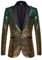 PYJTRL Herren Anzugjacke mit Pailletten (XS, Grün-Gold)