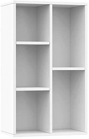 BIGTO Bookcase, Book Cabinet/TV Cabinet/Room Divider Furniture, Chipboard Storage case Long service life, sturdiness,easy to clean (High gloss white, 50 x 25 x 80 cm)