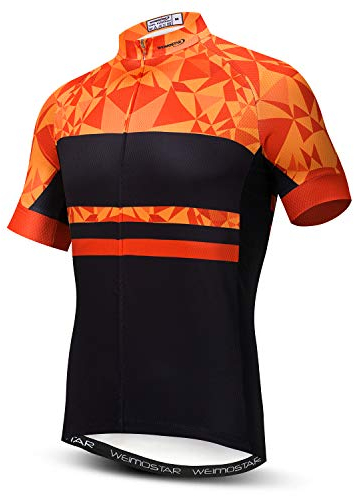 Herren Fahrradbekleidung Pro Team Kurzarm Radtrikot Sportbekleidung Classic, Orange, Mittel