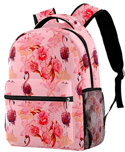 Leisure Campus Reiserucksäcke, Flamingo-Tiere, rosa Taschen mit Flaschenhalter für Mädchen und Jungen