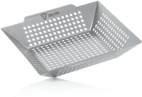 BBQ-Toro Cestello per grigliare in acciaio inox | 30 x 30 x 5,5 cm | vassoio per barbecue a gas | cestello per grigliare le verdure, cestello per grigliare, padella per grigliare le verdure