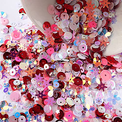Bunt Pailletten zum Basteln, Glitzer Sequins Lose DIY Irisierend Bling Bling Deko für Kunsthandwerk Kleidung Handyhülle Scrapbook Spielzeug Party, 50g Mischfarbe C