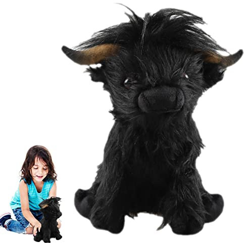 Hochlandkuh Plüschtier, 28cm Highland Cow Plüschtier Highland Kuh Kuscheltier Hochlandrind Stofftier Figur Spielzeug Realistisches Schottisches Hochlandrind Plüschtier Geschenk für Kinder Erwachsene