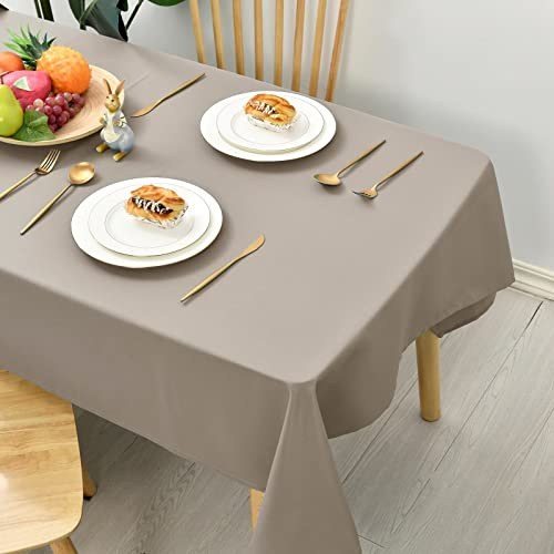 Hiasan Glatt Tischdecke Fleckenabweisend Tischtuch mit Lotuseffekt Leicht Wasserabweisend Tischwäsche, Taupe, 140x300cm