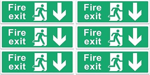 RubiGo Panneau de sortie d'incendie droit, gauche, haut, bas, pas de flèche, 30 x 10 cm, autocollant en vinyle pour sortie d'urgence