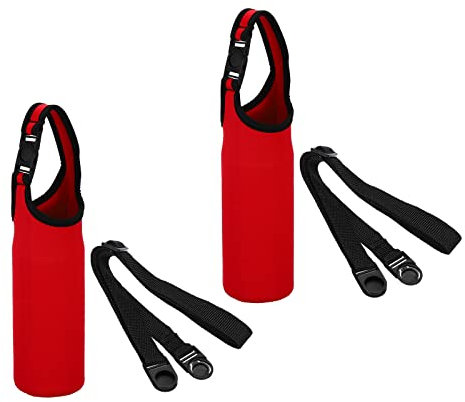 PATIKIL 67mmx185mm Water Bottle Sling Bag, 2 Pack Neoprene Portable Insulated Bottle Holder Carrier with Removable Adjustable Shoulder Strap, Red