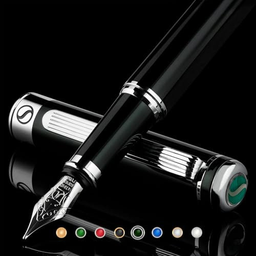 Atemberaubender Luxus-Füllfederhalter mit Chrom-Finish, Schmidt-Feder (Medium), Bestes Stift Geschenkset für Mann & Frau, Profi, Chefbüro, tolle Stifte