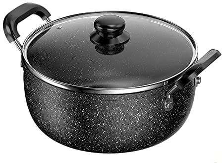 Bueuwe Non Stick Stock Pot with Visible Lid, Soup Pot, Granite Pasta Pot Cooking Pot, Casserole Pan with Double Handles, All Stove Compatible Cookware