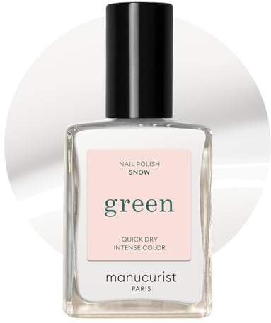 MANUCURIST • Green Smalto Unghie Bianco Opaco • Smalto classico 9-Free • Vegano e di Origine Biologica (80%) • Manicure professionale • 15ml (SNOW)