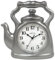 Presentime & Co. 11 Teapot Wall Clock, Silent Non Ticking, Modern Farmhouse Style, Steel Silver Finish