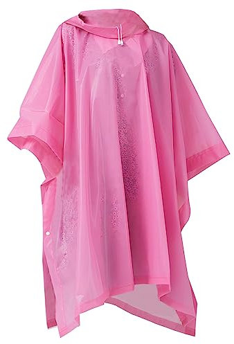 Fayemint Poncho Pluie, Rose Poncho de Pluie, Poncho Pluie Réutilisable, Léger et Facile à Transporter, pour Voyage, Randonnée, Camping, Cyclisme (Rose)