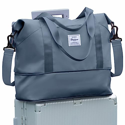 Reisetasche Damen Sporttasche 40x20x25 Ryanair Handgepäck Tasche Weekender Bag Schwimmtasche Wasserdicht Travel Bag Duffle Bag Fitnesstasche Trainingstasche Frauen für Reise Gym,D10-Saphirblau