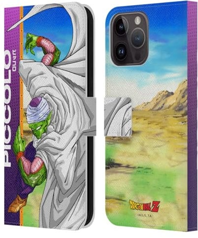 Head Case Designs Officially Licensed Dragon Ball Z Piccolo Saiyan Arc Characters Leather Wallet Case Compatible With Apple iPhone 15 Pro Max