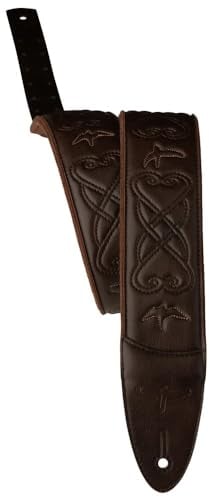 PRS 2.4 Padded Guitar Strap w/RAS, Custom Leather (Faux) Birds, Brown